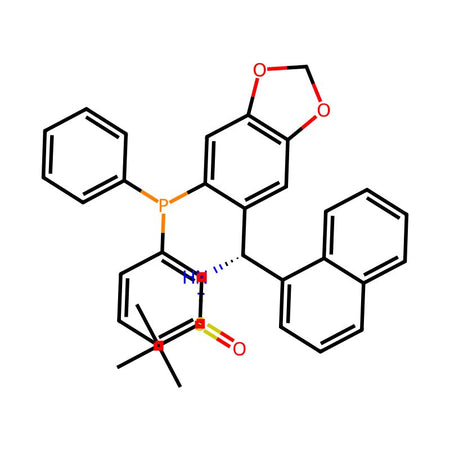 [S(R)]-N-[(S)-[6-(Diphenylphosphino)benzo[d][1,3]dioxol-5-yl]-1-naphthalenylmethyl]-2-methyl-2-propanesulfinamide, 95%|9222910|2565792-26-7