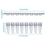 biologix 0.2ml clear polypropylene non-sterile conical bottom (thin wall) pcr tubes with flat top caps.  tubes & caps come in strips of 8.  125 strips/pack, 10 packs/case|60-0088