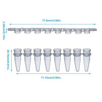biologix 0.2ml clear polypropylene non-sterile conical bottom (thin wall) pcr tubes with flat top caps.  tubes & caps come in strips of 8.  125 strips/pack, 10 packs/case|60-0088