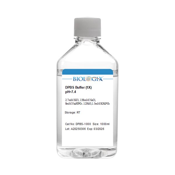 DPBS buffer（ without Ca2+&Mg2+）（1×）,pH7.4,Sterile,Low Endotoxin, No phenol red,1000mL/ Bottle, 6 Bottles/Case|DPBS-1000