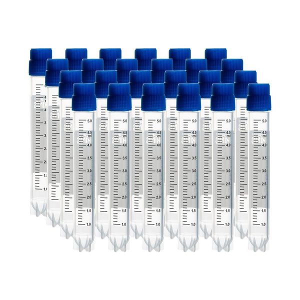 cryoking 5.0ml clear polypropylene sterile cryovials with external thread and blue caps assembled.  cryovials come with side barcode and marked graduations. 25 cryovials/bag, 20 bags/pack, 2 packs/cas|88-6503S