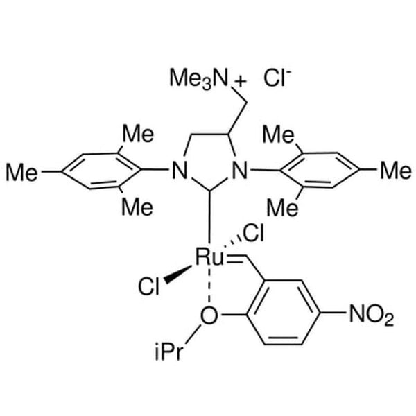 1,3-Bis(2,4,6-trimethylphenyl)-4-[(trimethylammonio)methyl]imidazolidin-2-ylidene]-(2-i-propoxy-5-nitrobenzylidene)dichlororuthenium(II) chloride nitro-StickyCat Cl|44-0795|1415661-45-8