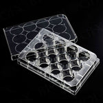 biologix 12-well (external dimensions: 85.4mm(w)x127.6mm(l)x20.2mm(h) | well dimesions: 21.9mm(d)x17.5mm(h) | working volume: 2ml) clear polystyrene (tc-treated) sterile cell culture plates with lids.|07-6012