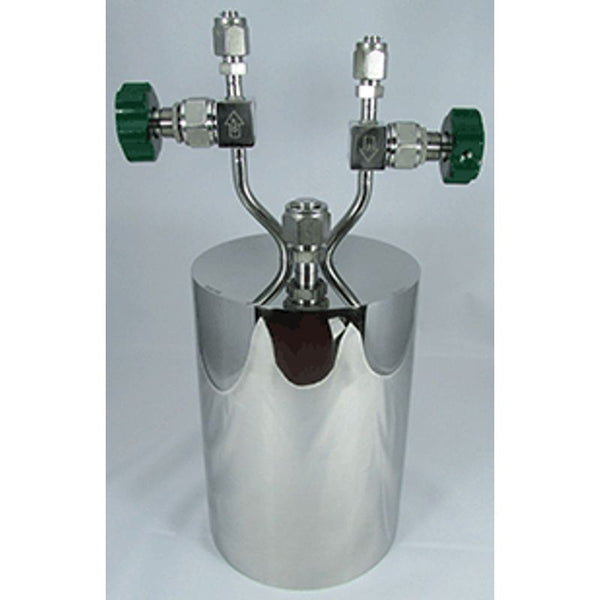 Stainless steel bubbler, 3000ml, vertical, electropolished with fill-port, PCTFE valve stem tip, DOT 4B|95-5011