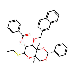 Ethyl 4,6-O-benzylidene-3-O-(2-naphthalenylmethyl)-2-O-benzoyl-1-thio-β-D-glucopyranoside, 98%|2411115|352008-11-8