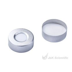 Crimp caps for headspace vials, 20 mm, silver, open, aluminum, white PTFE/white silicone septum|989355