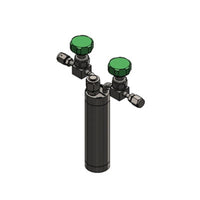 Stainless steel bubbler, 300ml, horizontal in line, electropolished with fill-port, PCTFE valve stem tip,  DOT 4B|95-5298