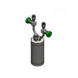 Stainless steel bubbler, 600ml, vertical, electropolished with fill-port, high temp valves (315°C), DOT 4B|95-4599