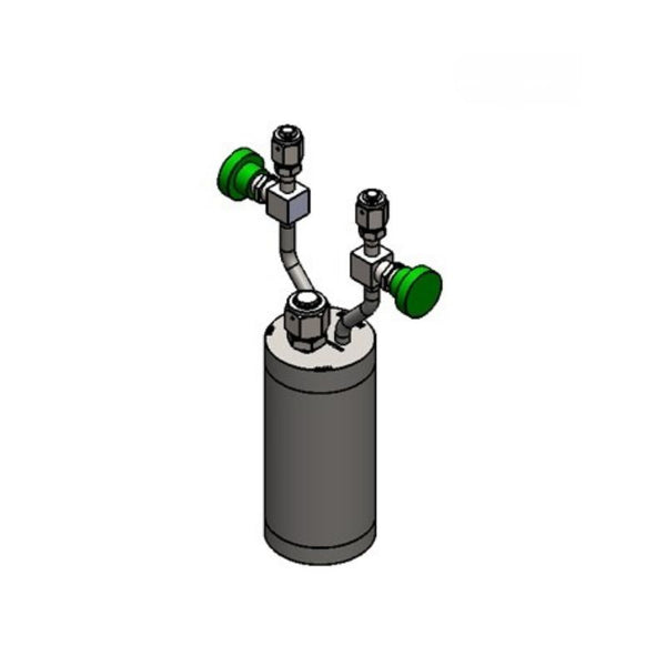 Stainless steel bubbler, 600ml, vertical, electropolished with fill-port, high temp valves (315°C), DOT 4B|95-4599