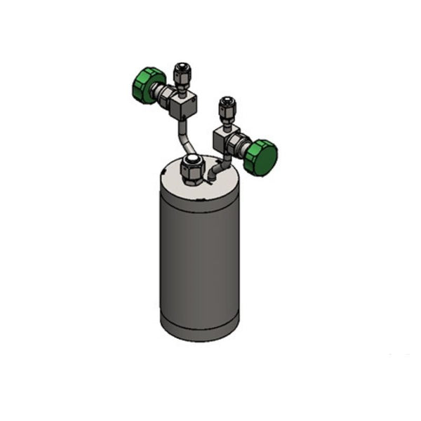 Stainless steel bubbler, 1500ml, vertical, electropolished with fill-port, PCTFE valve stem tip, DOT 4B|95-5003