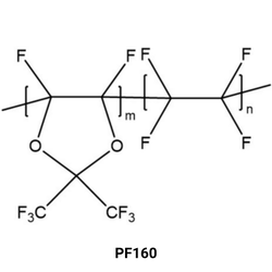 PF160 Poly[4,5-difluoro-2,2-bis(trifluoromethyl)-1,3-dioxole-co-tetrafl uoroethylene], 99%, Intrinsic viscosity: 95±5 mL/g (high intrinsic viscosity customizable), glass transition temperature: 163±2 °C, transparency≥95%
