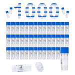 cryoking 1.0ml clear polypropylene sterile cryovials with external thread and blue caps assembled.  cryovials have writing patch and marked graduations. 25 cryovials/bag, 20 bags/pack, 2 packs/case, w|88-6053