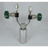 Stainless steel bubbler, 150ml, vertical, electropolished with fill-port, PCTFE valve stem tip, DOT 4B|95-4151