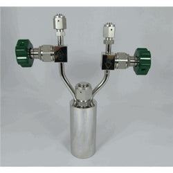 Stainless steel bubbler, 150ml, vertical, electropolished with fill-port, PCTFE valve stem tip, DOT 4B|95-4151