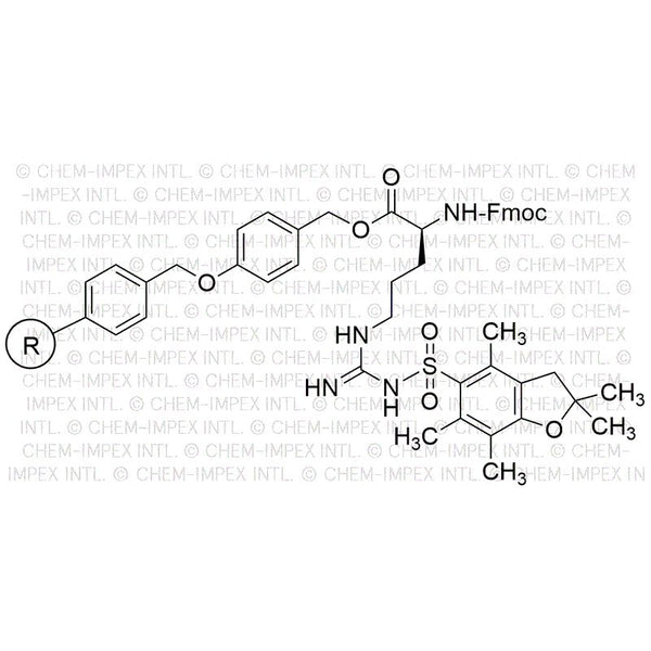 Na-Fmoc-Nw-(2,2,4,6,7-pentamethyldihydrobenzofuran-5-sulfonyl)-L-arginine 4-alkoxybenzyl alcohol res|04168