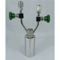 Stainless steel bubbler, 150ml, vertical, electropolished with fill-port, high temp valves (315°C), DOT 4B|95-0271