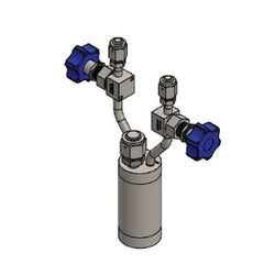 Stainless steel bubbler, 150ml, vertical, electropolished with fill-port, high temp valves (315°C)|94-0271