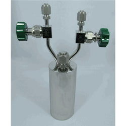 Stainless steel bubbler, 600ml, vertical, electropolished with fill-port, PCTFE valve stem tip, DOT 4B|95-4598