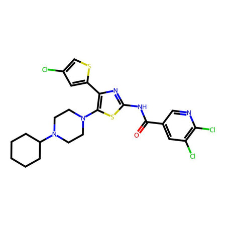 5,6-Dichloro-N-(4-(4-chlorothiophen-2-yl)-5-(4-cyclohexylpiperazin-1-yl)thiazol-2-yl)nicotinamide, 95%|9257155|570403-04-2