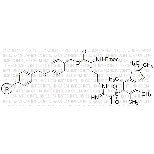 Na-Fmoc-Nw-(2,2,4,6,7-pentamethyldihydrobenzofuran-5-sulfonyl)-D-arginine 4-alkoxybenzyl alcohol res|04208