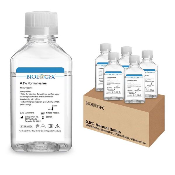 0.9% Sodium Chloride Injection，Sterile，1000mL/ Bottle, 6 Bottles/Case|IN-1000
