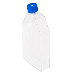 biologix 650ml (50ml working volume) clear polystyrene (tc-treated) sterile cell culture flasks with filter cap assembled.  5/pack, 8 packs/case|07-8175