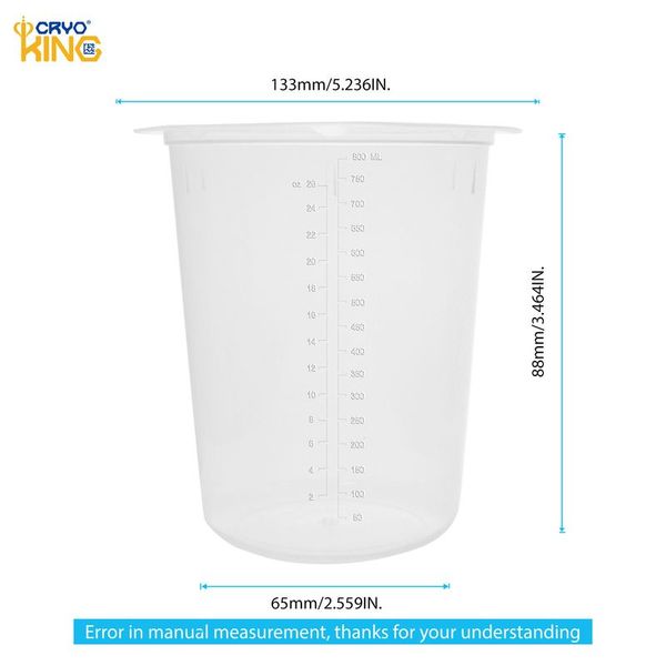 biologix 800ml clear polypropylene (disposable/reusable) tri-cornered beakers with three pour spouts and molded graduations. beakers are autoclavable. 25 beakers/pack, 4 packs/case|93-0800