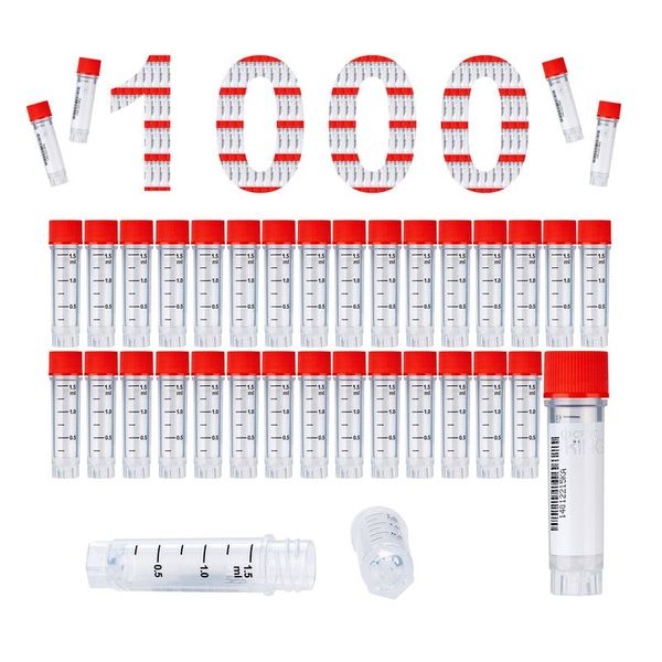cryoking 1.5ml vial, clear polypropylene sterile cryovials with external thread and red caps assembled. side barcoded , pp, no o-ring, 25 pieces/bag, 20 bags/pack, 2 packs/case|88-6151