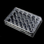 biologix 24-well (external dimensions: 85.4mm(w)x127.6mm(l)x20.2mm(h) | well dimesions: 15.5mm(d)x17.5mm(h) | working volume: 1ml) clear polystyrene (tc-treated) sterile cell culture plates with lids.|07-6024