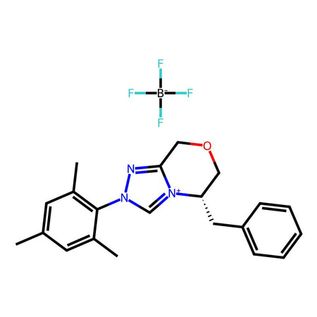(5S)-5,6-Dihydro-5-(phenylmethyl)-2-(2,4,6-trimethylphenyl)-8H-1,2,4-triazolo[3,4-c][1,4]oxazinium tetrafluoroborate, 97%, ee: 98%|9189356|950842-73-6