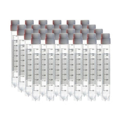 cryoking 5.0ml clear polypropylene sterile cryovials with external thread and white caps assembled.  cryovials come with side barcode and marked graduations.25 cryovials/bag, 20 bags/pack, 2 packs/cas|88-6500S