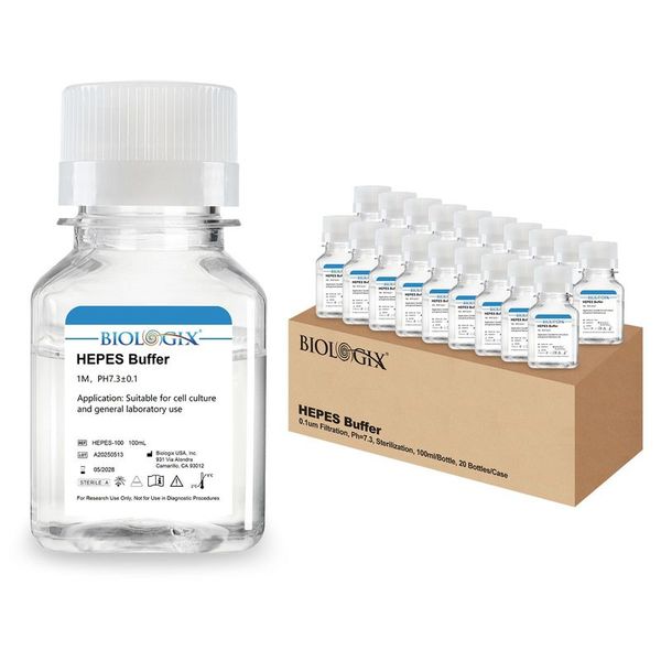 HEPES buffer (1M)，pH7.3,Sterile, No phenol red Storage conditions: 2~8℃，100mL/ Bottle, 20 Bottles/Case|HEPES-100