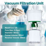 biologix sterile ,vacuum filtration unit-funnel, membrane: ca,pore size: 0.22μm,diameter:90mm, funnel volume: 500ml, receiver volume: 500ml.   individually packed|09-CA2250