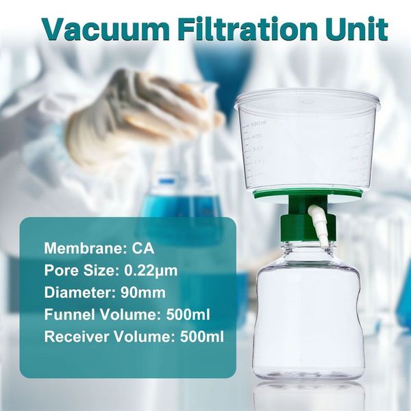 biologix sterile ,vacuum filtration unit-funnel, membrane: ca,pore size: 0.22μm,diameter:90mm, funnel volume: 500ml, receiver volume: 500ml.   individually packed|09-CA2250