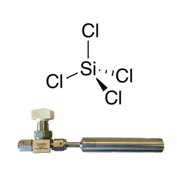 Silicon(IV) chloride, fiber optic grade (99.9999%-Si, 50ppm-Fe) PURATREM, 98-0147, contained in a 50 ml electropolished Swagelok? cylinder (96-1077) for CVD/ALD|98-4027|10026-04-7