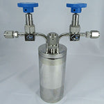 Stainless steel bubbler, 600ml, horizontal in line, electropolished with fill-port, high temp valves (315°C)|96-5007