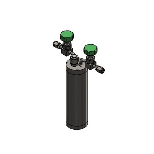 Stainless steel bubbler, 2000ml, horizontal in line, electropolished with fill-port, PCTFE valve stem tip, DOT 4B|95-5004