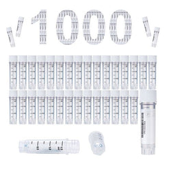cryoking 1.5ml vial, clear polypropylene sterile cryovials with external thread and white caps assembled. side barcoded , pp, no o-ring, 25 pieces/bag, 20 bags/pack, 2 packs/case|88-6150