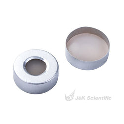 Crimp caps for headspace vials, 20 mm, silver, open, aluminum, natural PTFE/natural silicone septum|969761