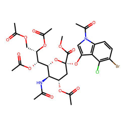 (1S,2R)-1-((2R,3R,4S,6S)-3-Acetamido-4-acetoxy-6-((1-acetyl-5-bromo-4-chloro-1H-indol-3-yl)oxy)-6-(methoxycarbonyl)tetrahydro-2H-pyran-2-yl)propane-1,2,3-triyl triacetate|CS-0005771|153248-53-4