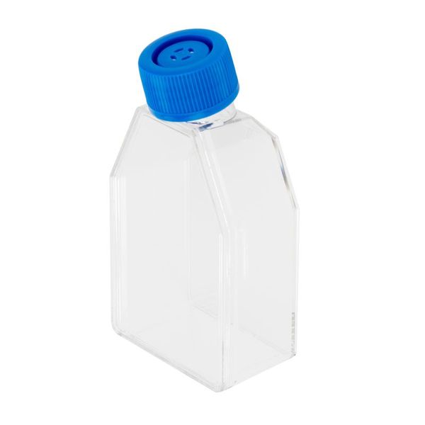 biologix 60ml (7ml working volume) clear polystyrene (tc-treated) sterile cell culture flasks with filter cap assembled.  5/pack, 40 packs/case|07-8025