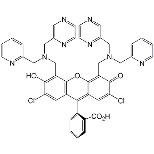 9-(2-Carboxyphenyl)-2,7-dichloro-4,5-bis[(2-picolyl)(pyrazin-2-ylmethyl)aminomethyl]-6-hydoxy-3-xanthanone ZPP1|07-0311|1084898-23-6