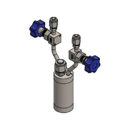 Stainless steel bubbler, 150ml, vertical, electropolished with fill-port, high temp valves (315°C)|94-0271