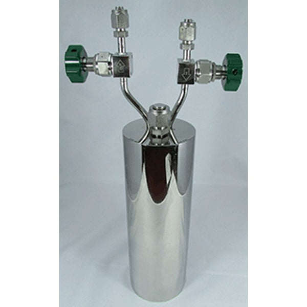 Stainless steel bubbler, 2000ml, vertical, electropolished with fill-port, PCTFE valve stem tip, DOT 4B|95-5001