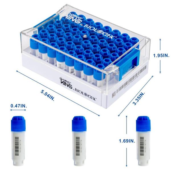 cryoking sbs combo, 2.0ml external vials + rack；vial caps color: biologix blue. cap shape: round dome-shape, fit for brooks machine,barcode: 2-color injection molding technique; laser-etched 4 codes|89-5203-R