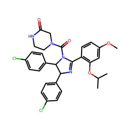 Nutlin-3, 98%, a potent and selective Mdm2 (RING finger-dependent ubiquitin protein ligase for itself and p53) antagonist with IC50 of 90 nM in a cell-free assay; stabilizes p73 in p53-deficient cells|1416198|890090-75-2