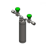 Stainless steel bubbler, 1000ml, horizontal in line, electropolished with fill-port, high temp valves (315°C), DOT 4B|95-5008