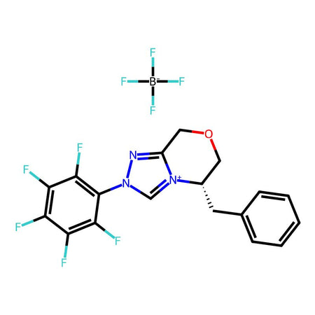(5S)-5,6-Dihydro-2-(2,3,4,5,6-pentafluorophenyl)-5-(phenylmethyl)-8H-1,2,4-triazolo[3,4-c][1,4]oxazinium tetrafluoroborate, 97%, ee: 98%|9187147|1327274-33-8